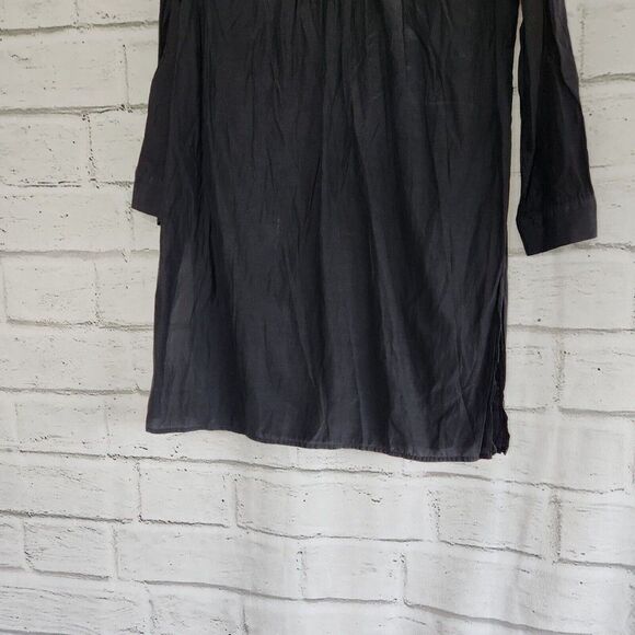 J. Jill Women's Long-Sleeved Solid Black Semi Sheer Women's Cover Up Tunic Small - Picture 7 of 11